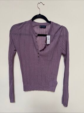 GAP Dusty Purple Ribbed Henley Top